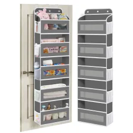 KYEVIS Over The Door Organizer, 5 Shelves Closet Door Hanging Organizer with 10 Mesh Pockets, Stuffed Animal Storage for Nursery, Baby Essentials, Dorm Room Essentials for Girls
