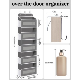 KYEVIS Over The Door Organizer, 5 Shelves Closet Door Hanging Organizer with 10 Mesh Pockets, Stuffed Animal Storage for Nursery, Baby Essentials, Dorm Room Essentials for Girls