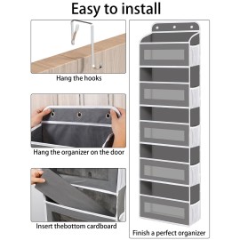 KYEVIS Over The Door Organizer, 5 Shelves Closet Door Hanging Organizer with 10 Mesh Pockets, Stuffed Animal Storage for Nursery, Baby Essentials, Dorm Room Essentials for Girls