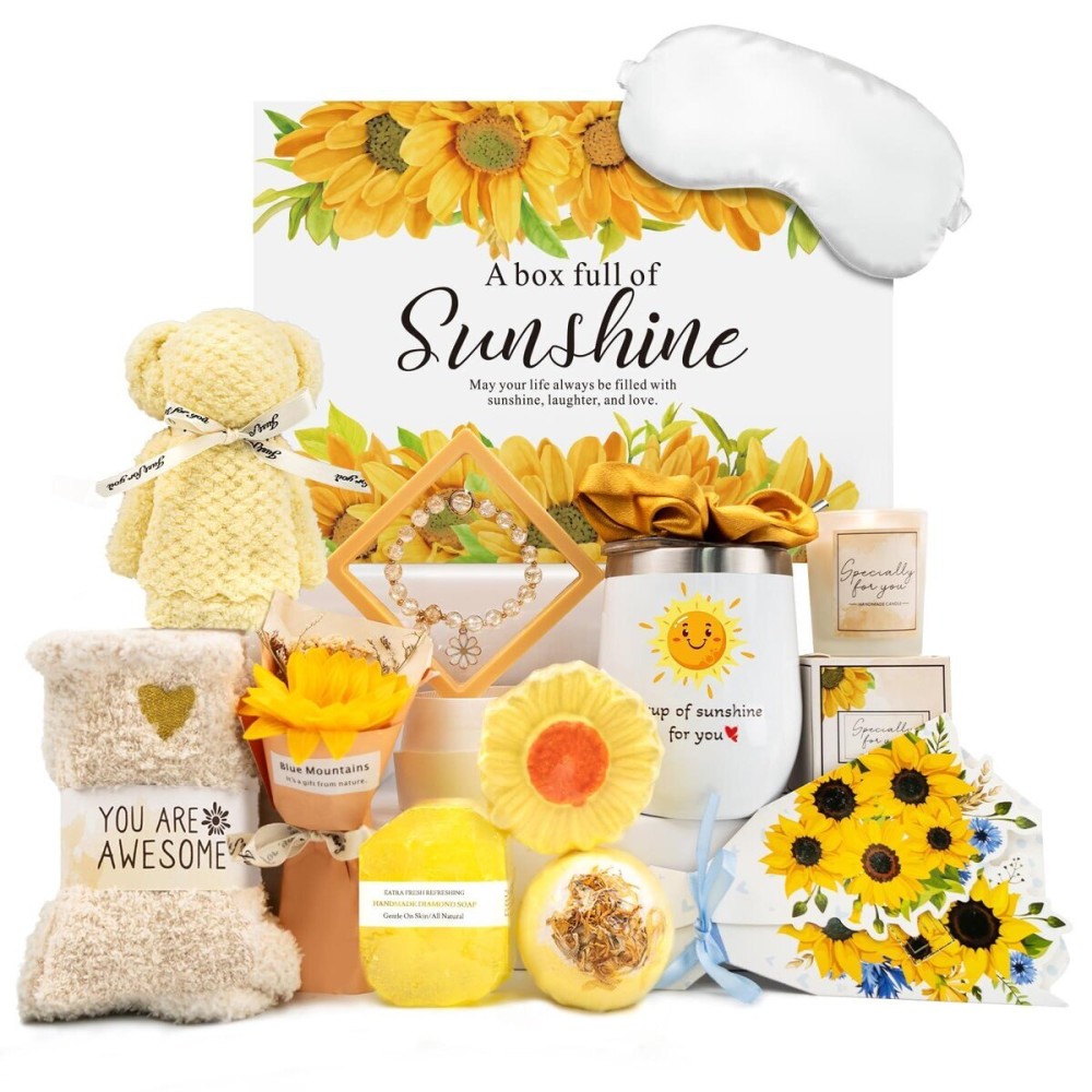 Birthday Gifts for Women, Sunflower Self-Care Package, Sending Sunshine Get Well Gifts for Women, Her, Sister, Mom, Best Friends, Unique Relaxation Spa Basket Perfect for Valentine\'s Mother\'s Day Birthday Gifts for Women, Sunflower Self-Care Package, Sending Sunshine Get Well Gifts for Women, Her, Sister, Mom, Best Friends, Unique Relaxation Spa Basket Perfect for Valentine\'s Mother\'s Day