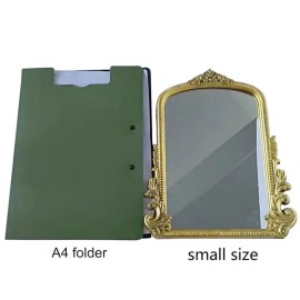 Vintage Makeup Mirror, Vanity Desk Mirror Antique Traditional Tabletop Mirror, Standing, Hang or Wall Mounted, Adjustable Dress-up Mirror, Gold Decor Mirror for Living Room,Bedroom (gold, 12*9.8 in)