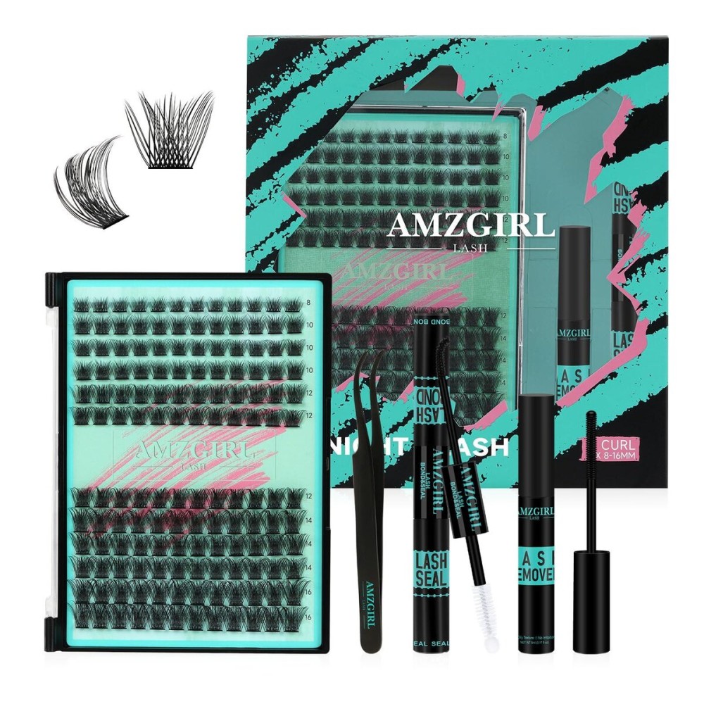 Lash Clusters Kit,144Pcs Eyelash Extension Kit Midnight with Lash Bond and Seal,Lashes Extensions Kit Lash Applicator Tool for Eyelashes Cluster Kit by AMZGlRL(D-Mix8-16mm Kit) Lash Clusters Kit,144Pcs Eyelash Extension Kit Midnight with Lash Bond and Seal,Lashes Extensions Kit Lash Applicator Tool for Eyelashes Cluster Kit by AMZGlRL(D-Mix8-16mm Kit)