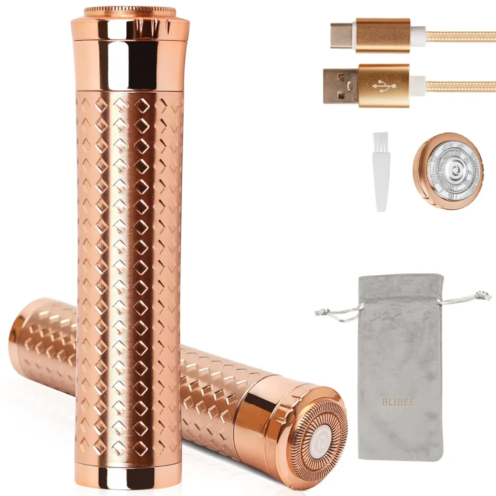BLIBEE Facial Hair Removal for Women, Rechargeable Hair Removal Device, Painless Face Electric Razor/Shaver for Lip, Arms, Face, Peach Fuzz (Gold) BLIBEE Facial Hair Removal for Women, Rechargeable Hair Removal Device, Painless Face Electric Razor/Shaver for Lip, Arms, Face, Peach Fuzz (Gold)