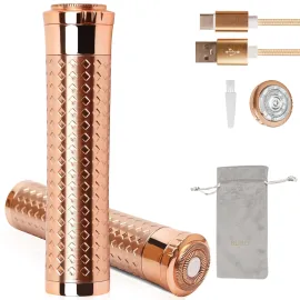 BLIBEE Facial Hair Removal for Women, Rechargeable Hair Removal Device, Painless Face Electric Razor/Shaver for Lip, Arms, Face, Peach Fuzz (Gold)