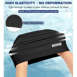 Aegend Fabric Swim Cap, Silicone Waterproof Layer - Breathable Cloth Swimming Cap, Keep Hair Dry with Hight Elasticity for Youth Kids Women Men, 2 Sizes to Choose (Black, Large) Aegend Fabric Swim Cap, Silicone Waterproof Layer - Breathable Cloth Swimming Cap, Keep Hair Dry with Hight Elasticity for Youth Kids Women Men, 2 Sizes to Choose (Black, Large)