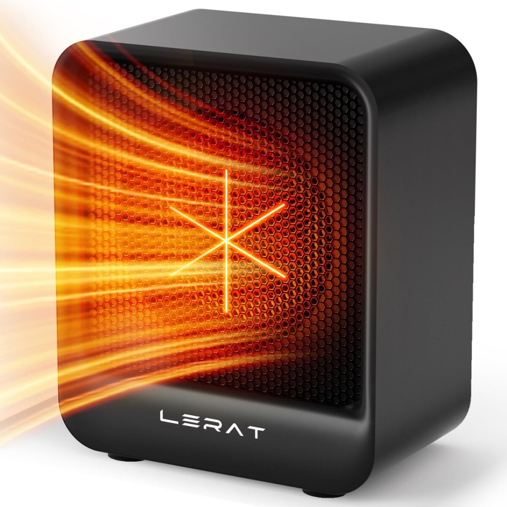 Lerat Electric Space Heater, Small Heater for Indoor Use, 500 Watts High Output & 2 Speeds, Mini Personal Heater for Office Desk Camping, Black Lerat Electric Space Heater, Small Heater for Indoor Use, 500 Watts High Output & 2 Speeds, Mini Personal Heater for Office Desk Camping, Black