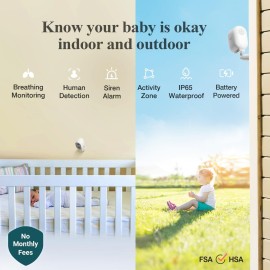 Sense-U AI Battery Baby Camera Monitor with Sensor-Free Sleep Breathing Movement Detection, Smart Security Wireless Outdoor Video Camera, Indoor Home Cam, No Monthly Fee, Peace of Mind for Parents Sense-U AI Battery Baby Camera Monitor with Sensor-Free Sleep Breathing Movement Detection, Smart Security Wireless Outdoor Video Camera, Indoor Home Cam, No Monthly Fee, Peace of Mind for Parents