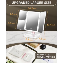 BERTHALESS Rechargeable Trifold Makeup Mirror with 78 LED Lights, Compact Travel Light Up Vanity Mirror 3 Way Mirror with Magnification 3 Color Lighting Adjustable Brightness Touch Control BERTHALESS Rechargeable Trifold Makeup Mirror with 78 LED Lights, Compact Travel Light Up Vanity Mirror 3 Way Mirror with Magnification 3 Color Lighting Adjustable Brightness Touch Control