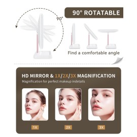 BERTHALESS Rechargeable Trifold Makeup Mirror with 78 LED Lights, Compact Travel Light Up Vanity Mirror 3 Way Mirror with Magnification 3 Color Lighting Adjustable Brightness Touch Control BERTHALESS Rechargeable Trifold Makeup Mirror with 78 LED Lights, Compact Travel Light Up Vanity Mirror 3 Way Mirror with Magnification 3 Color Lighting Adjustable Brightness Touch Control