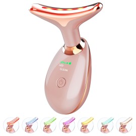 ELISHINE Light Based Face-Neck-Massager - 7 Color Portable Facial Massager for Skin Care, Rose Gold