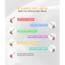 ELISHINE Light Based Face-Neck-Massager - 7 Color Portable Facial Massager for Skin Care, Rose Gold