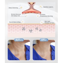 ELISHINE Light Based Face-Neck-Massager - 7 Color Portable Facial Massager for Skin Care, Rose Gold