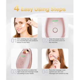 ELISHINE Light Based Face-Neck-Massager - 7 Color Portable Facial Massager for Skin Care, Rose Gold