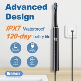 ORALEXIS Electric Toothbrush for Adults and Kids, with Tongue Scraper and 8 Brush Heads, One Fast Charge Last 120 Days, 40000 VPM Deep Clean, Sonic Travel Toothbrush ORALEXIS Electric Toothbrush for Adults and Kids, with Tongue Scraper and 8 Brush Heads, One Fast Charge Last 120 Days, 40000 VPM Deep Clean, Sonic Travel Toothbrush