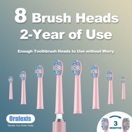 ORALEXIS Electric Toothbrush for Adults and Kids, with Tongue Scraper and 8 Brush Heads, One Fast Charge Last 120 Days, 40000 VPM Deep Clean, Sonic Travel Toothbrush - Pink ORALEXIS Electric Toothbrush for Adults and Kids, with Tongue Scraper and 8 Brush Heads, One Fast Charge Last 120 Days, 40000 VPM Deep Clean, Sonic Travel Toothbrush - Pink