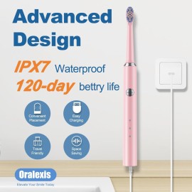 ORALEXIS Electric Toothbrush for Adults and Kids, with Tongue Scraper and 8 Brush Heads, One Fast Charge Last 120 Days, 40000 VPM Deep Clean, Sonic Travel Toothbrush - Pink ORALEXIS Electric Toothbrush for Adults and Kids, with Tongue Scraper and 8 Brush Heads, One Fast Charge Last 120 Days, 40000 VPM Deep Clean, Sonic Travel Toothbrush - Pink