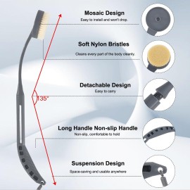 Back Scrubber for Shower,20.5 Bath Brush Long Handle for Deep Cleaning,Back Brush for Shower Men Women(Grey)
