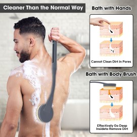 Back Scrubber for Shower,20.5 Bath Brush Long Handle for Deep Cleaning,Back Brush for Shower Men Women(Grey)