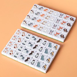 GRACIAS 4 Players Mahjong Block Set, 128 Green Tiles(1.18) with Animal and Food Pattern, Portable Mahjong Set with A Carry Bag, Mahjong Tile Game GRACIAS 4 Players Mahjong Block Set, 128 Green Tiles(1.18) with Animal and Food Pattern, Portable Mahjong Set with A Carry Bag, Mahjong Tile Game