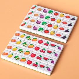 GRACIAS 4 Players Mahjong Block Set, 128 Green Tiles(1.18) with Animal and Food Pattern, Portable Mahjong Set with A Carry Bag, Mahjong Tile Game GRACIAS 4 Players Mahjong Block Set, 128 Green Tiles(1.18) with Animal and Food Pattern, Portable Mahjong Set with A Carry Bag, Mahjong Tile Game