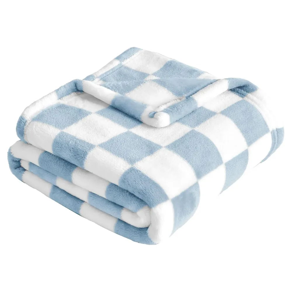 Yurhap Checkered Baby Blanket Fleece Baby Blankets for Boys, Ultra Soft Cozy Fluffy Infant Toddler Newborn Receiving Blankets for Crib Stroller, 30\'\'x40\'\', Blue