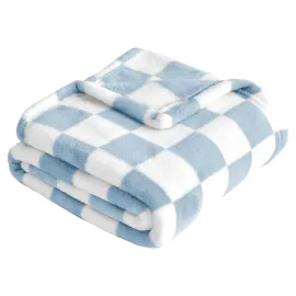 Yurhap Checkered Baby Blanket Fleece Baby Blankets for Boys, Ultra Soft Cozy Fluffy Infant Toddler Newborn Receiving Blankets for Crib Stroller, 30\'\'x40\'\', Blue