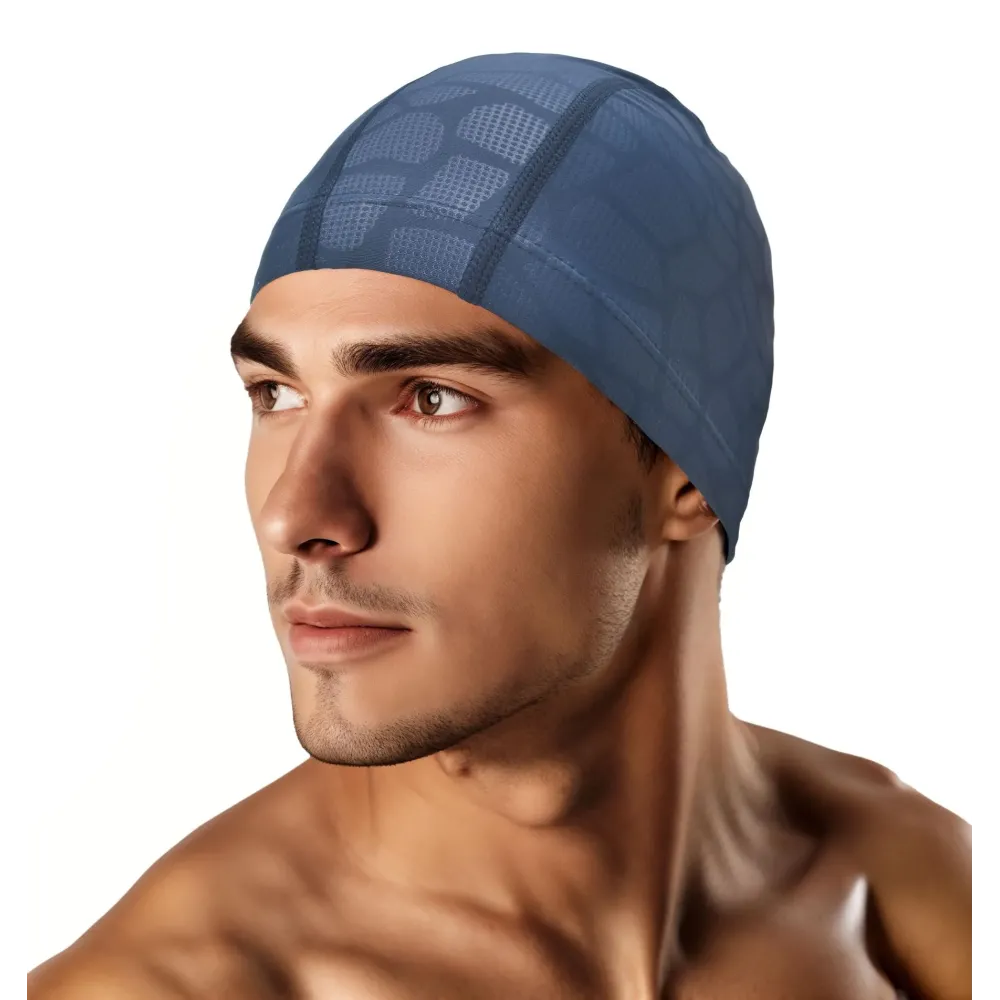 Kinwor Swim Cap for Men Women Adult, High Stretch Fabric Swim Cap, Breathable Swimming Caps Non-Waterproof Bluepattern Kinwor Swim Cap for Men Women Adult, High Stretch Fabric Swim Cap, Breathable Swimming Caps Non-Waterproof Bluepattern