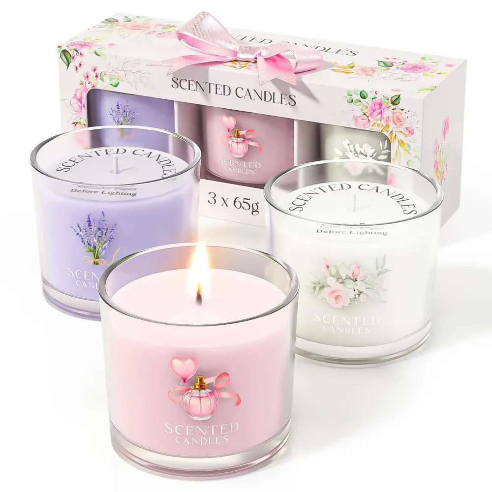 CHILLFLAME Scented Candles, Scented Candle Gift Set for Stress Relief, 3 Votive Candles for Women and Men, Birthday Candle Gifts for Women, Christmas Candles for Women (Pink + Purple + White, 7 oz) CHILLFLAME Scented Candles, Scented Candle Gift Set for Stress Relief, 3 Votive Candles for Women and Men, Birthday Candle Gifts for Women, Christmas Candles for Women (Pink + Purple + White, 7 oz)