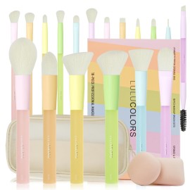 LULUCOLORS 18-Pcs Makeup Brush Set for Beginners - Travel-Friendly with Soft Arthritis-Friendly Handles & Non-Shedding Bristles | Includes Storage Bag, Eyeshadow Brushes & Sponges (Multi-Color) LULUCOLORS 18-Pcs Makeup Brush Set for Beginners - Travel-Friendly with Soft Arthritis-Friendly Handles & Non-Shedding Bristles | Includes Storage Bag, Eyeshadow Brushes & Sponges (Multi-Color)