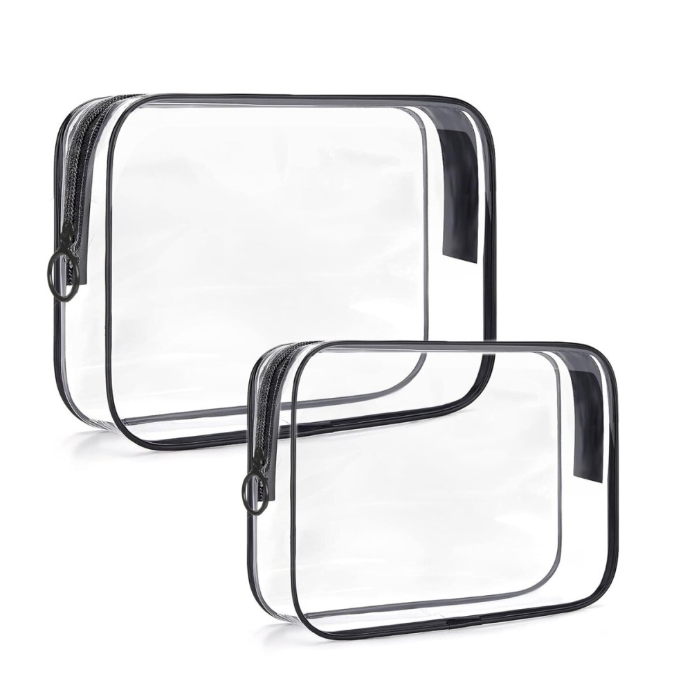 ploimyur TSA Approved Toiletry Bag,2 Pack Clear Toiletry Bag, Quart Size Travel Bag TSA Approved,Clear Travel Bags for Toiletries,Clear Cosmetic Bags with Zipper, Carry on Travel Bag,Black ploimyur TSA Approved Toiletry Bag,2 Pack Clear Toiletry Bag, Quart Size Travel Bag TSA Approved,Clear Travel Bags for Toiletries,Clear Cosmetic Bags with Zipper, Carry on Travel Bag,Black