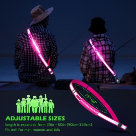 Ylzzrs Reflective Sash Gear for Walking at Night,LED Reflective Belt Safety Lights,Lights for Night Dog Walking,High Visibility Type-C Rechargeable with Phone Holder for Men Women(Pink) Ylzzrs Reflective Sash Gear for Walking at Night,LED Reflective Belt Safety Lights,Lights for Night Dog Walking,High Visibility Type-C Rechargeable with Phone Holder for Men Women(Pink)