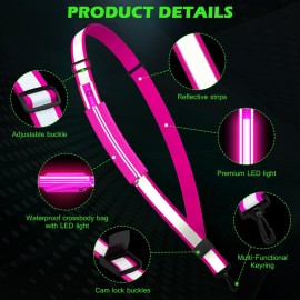 Ylzzrs Reflective Sash Gear for Walking at Night,LED Reflective Belt Safety Lights,Lights for Night Dog Walking,High Visibility Type-C Rechargeable with Phone Holder for Men Women(Pink) Ylzzrs Reflective Sash Gear for Walking at Night,LED Reflective Belt Safety Lights,Lights for Night Dog Walking,High Visibility Type-C Rechargeable with Phone Holder for Men Women(Pink)