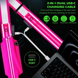 Ylzzrs Reflective Sash Gear for Walking at Night,LED Reflective Belt Safety Lights,Lights for Night Dog Walking,High Visibility Type-C Rechargeable with Phone Holder for Men Women(Pink) Ylzzrs Reflective Sash Gear for Walking at Night,LED Reflective Belt Safety Lights,Lights for Night Dog Walking,High Visibility Type-C Rechargeable with Phone Holder for Men Women(Pink)