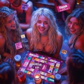 NETANICO Drinking Games,Leather Mat Drinking Board Game for Adults,Interactive Girls Night Drinking Games,Bachelorette Party Games,Age 21+,2-8 Players NETANICO Drinking Games,Leather Mat Drinking Board Game for Adults,Interactive Girls Night Drinking Games,Bachelorette Party Games,Age 21+,2-8 Players