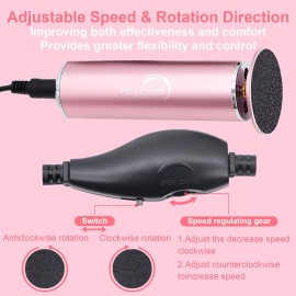 HayZBao Electric Foot File - Callus Remover for Feet,Professional Pedicure Tool for Dead Skin and Calluses,Adjustable Speed Foot File with 60 Pcs Sandpaper Discs - Pink HayZBao Electric Foot File - Callus Remover for Feet,Professional Pedicure Tool for Dead Skin and Calluses,Adjustable Speed Foot File with 60 Pcs Sandpaper Discs - Pink