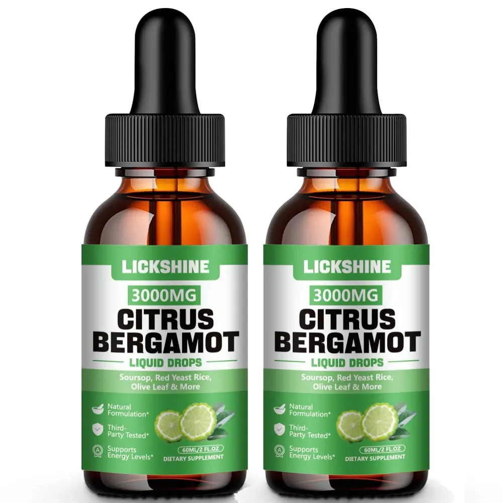 lickshine 2 Pack 3000mg Citrus Bergamot Liquid Drops - High Absorption - Cholesterol Lowering Supplement for Immune Support Healthy Anti-Aging, Hight Cholesterol - Soursop Bitters Liquid, 4 Fl Oz lickshine 2 Pack 3000mg Citrus Bergamot Liquid Drops - High Absorption - Cholesterol Lowering Supplement for Immune Support Healthy Anti-Aging, Hight Cholesterol - Soursop Bitters Liquid, 4 Fl Oz