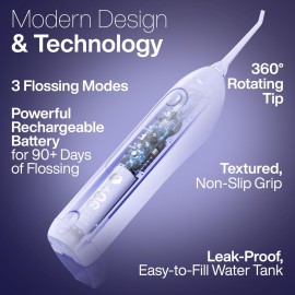 AquaSonic Icon Water Flosser for Teeth - Cordless Rechargeable Oral Irrigator - Waterproof, Portable Dental Cleaning with Jet Tip - Braces Home Travel - Lilac AquaSonic Icon Water Flosser for Teeth - Cordless Rechargeable Oral Irrigator - Waterproof, Portable Dental Cleaning with Jet Tip - Braces Home Travel - Lilac
