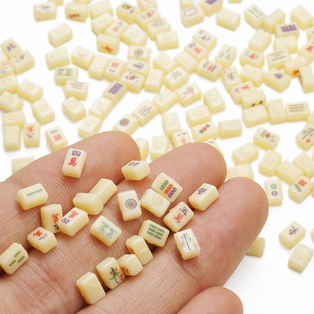Odoria Dollhouse Mahjong Set Miniature: 1/12 Scale Chinese Mahjong Stone Game Set Traditional - Mini Doll House Accessories Plastic 180 Tiles Odoria Dollhouse Mahjong Set Miniature: 1/12 Scale Chinese Mahjong Stone Game Set Traditional - Mini Doll House Accessories Plastic 180 Tiles