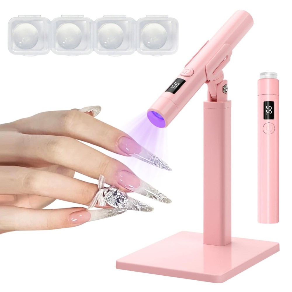 Mini UV Light for Gel Nails, Handheld LED Nail Lamp, Flash Cure Light for Gel x Nails LED Nail Lamp with Stand, Fast Curing, Suitable for Home Manicure and Nail Salon (Pink) Mini UV Light for Gel Nails, Handheld LED Nail Lamp, Flash Cure Light for Gel x Nails LED Nail Lamp with Stand, Fast Curing, Suitable for Home Manicure and Nail Salon (Pink)