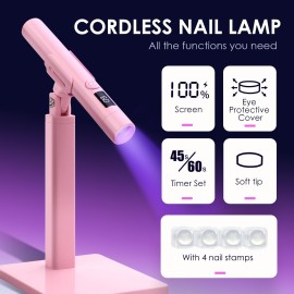 Mini UV Light for Gel Nails, Handheld LED Nail Lamp, Flash Cure Light for Gel x Nails LED Nail Lamp with Stand, Fast Curing, Suitable for Home Manicure and Nail Salon (Pink) Mini UV Light for Gel Nails, Handheld LED Nail Lamp, Flash Cure Light for Gel x Nails LED Nail Lamp with Stand, Fast Curing, Suitable for Home Manicure and Nail Salon (Pink)