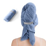 Netcken Extra Large Microfiber Hair Towel for Women,Super Soft Anti Frizz & Quick Dry for Curly Hair,Ultra Absorbent Hair Wrap Towels for Long,Thick,Wet Hair 24x42 Inches (Blue)