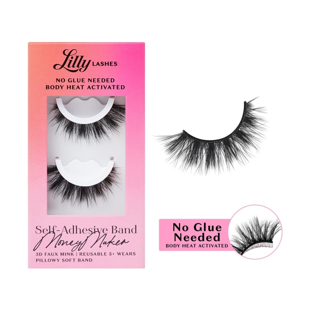 Lilly Lashes 3D Self Adhesive Eyelashes, No Lash Glue Needed, Body Heat Activated Press on Lashes, Reusable Self Adhesive Eyelashes Up to 5x, Easy to Apply & Remove (MoneyMaker) Lilly Lashes 3D Self Adhesive Eyelashes, No Lash Glue Needed, Body Heat Activated Press on Lashes, Reusable Self Adhesive Eyelashes Up to 5x, Easy to Apply & Remove (MoneyMaker)