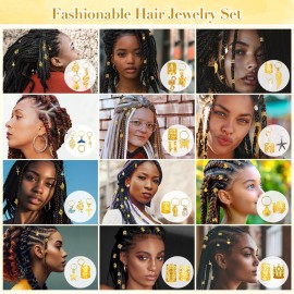 Qinzave 255 PCS Gold Hair Jewelry for Braids, 38 Styles Loc Jewelry Hair Charms for Women Men, Metal Gold Hair Cuffs Rings Clips for Dreadlock Accessories Hair Braids Jewelry Decorations(Gold) Qinzave 255 PCS Gold Hair Jewelry for Braids, 38 Styles Loc Jewelry Hair Charms for Women Men, Metal Gold Hair Cuffs Rings Clips for Dreadlock Accessories Hair Braids Jewelry Decorations(Gold)