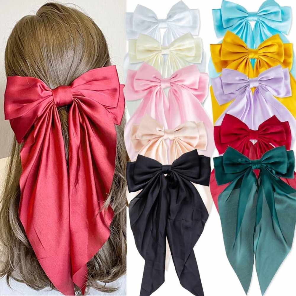 10 PCS Hair Bows,Hair Bows for Women,Hair Ribbons,Oversized Long-tail Cute Aesthetic Hair Accessories,Large Hair Barrettes for Women,Big Hair Bow,Big Bows for Girls 10 PCS Hair Bows,Hair Bows for Women,Hair Ribbons,Oversized Long-tail Cute Aesthetic Hair Accessories,Large Hair Barrettes for Women,Big Hair Bow,Big Bows for Girls