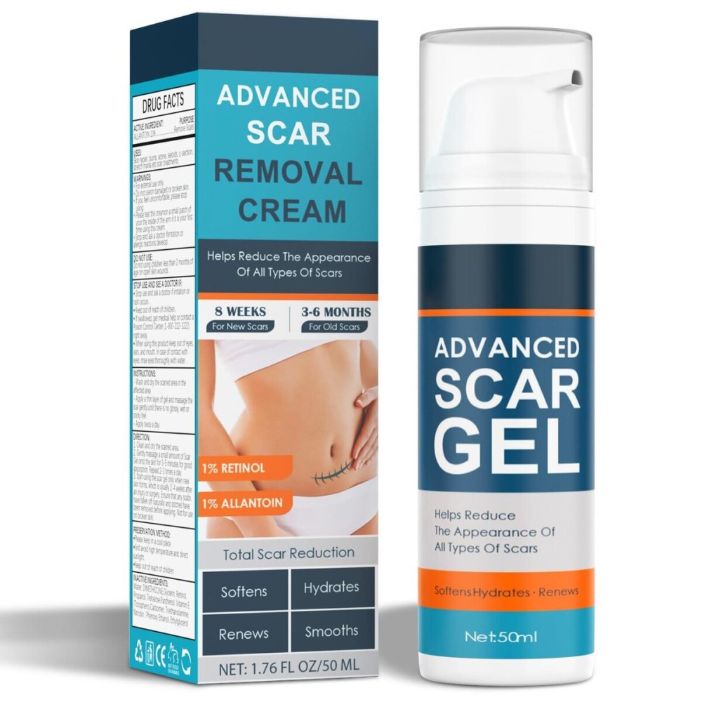 Scar Cream, Advanced Scar Gel for Old & New Scars, Professional Scar Removal Cream For Surgical Scars, Face, Body, Leg, Acne, Stitches, Burns, C-Section, Keloids, 1.76oz Scar Cream, Advanced Scar Gel for Old & New Scars, Professional Scar Removal Cream For Surgical Scars, Face, Body, Leg, Acne, Stitches, Burns, C-Section, Keloids, 1.76oz