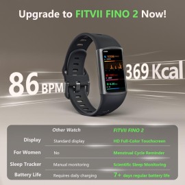 FITVII FINO 2 Slim Fitness Tracker, Smart Watch with Blood Oxygen, Sleep Monitor, 24/7 Heart Rate & Blood Pressure, IP68 Waterproof Health Activity Trackers with Calories Step Counter for Women Men FITVII FINO 2 Slim Fitness Tracker, Smart Watch with Blood Oxygen, Sleep Monitor, 24/7 Heart Rate & Blood Pressure, IP68 Waterproof Health Activity Trackers with Calories Step Counter for Women Men