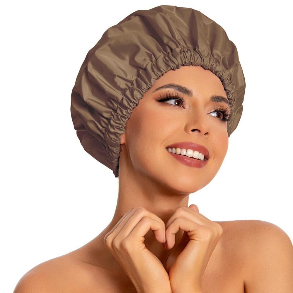 Reusable Shower Cap for Women, Large Waterproof Shower Bonnet Washable Elastic Band Bath Accessories Hair Hat for Long Hair, Braids(Brown) Reusable Shower Cap for Women, Large Waterproof Shower Bonnet Washable Elastic Band Bath Accessories Hair Hat for Long Hair, Braids(Brown)