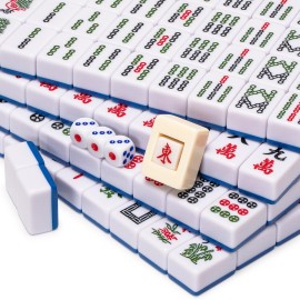 Yellow Mountain Imports Royal Azure Chinese Mahjong Set with 146 Medium Tiles and Blue Vinyl Case - for Chinese Style Gameplay Only []