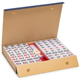 Yellow Mountain Imports Royal Azure Chinese Mahjong Set with 146 Medium Tiles and Blue Vinyl Case - for Chinese Style Gameplay Only []