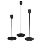 ChefBee Black Tall Candle Candlestick Holder, 3PCS Taper Pillar Candle Sticks Stand Holders Decor, Centerpiece Dining Table Wedding Festive Fireplace Mantle Vintage Room Decorations, Housewarming Gift